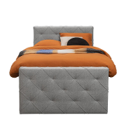 Leen Bakker   Boxspring Met Opbergruimte En Voetbord Liv Geruit Licht 120x200cm   Boxsprings   Grijs   Stof