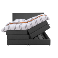 Leen Bakker   Boxspring Met Opbergruimte Liv Egaal Antraciet 180x200cm   Boxsprings   Grijs   Stof