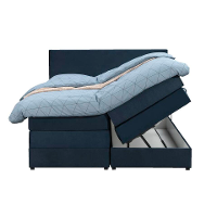 Leen Bakker   Boxspring Met Opbergruimte Liv Egaal Blauw 160x200cm   Boxsprings   Blauw   Stof Velvet