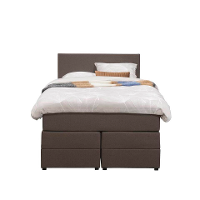 Leen Bakker   Boxspring Met Opbergruimte Liv Egaal Donker 120x200cm   Boxsprings   Bruin   Stof