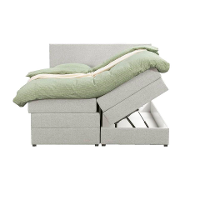 Leen Bakker   Boxspring Met Opbergruimte Liv Egaal Ecru 160x200cm   Boxsprings   Crème   Stof