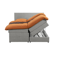 Leen Bakker   Boxspring Met Opbergruimte Liv Egaal Licht 160x200cm   Boxsprings   Grijs   Stof