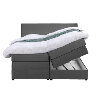 Leen Bakker   Boxspring Met Opbergruimte Liv Geblokt 140x200cm   Boxsprings   Grijs   Stof Velvet