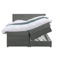 Leen Bakker   Boxspring Met Opbergruimte Liv Geblokt 160x200cm   Boxsprings   Grijs   Stof Velvet