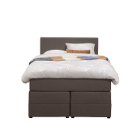 Leen Bakker   Boxspring Met Opbergruimte Liv Geblokt Donker 120x200cm   Boxsprings   Bruin   Stof