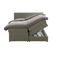 Leen Bakker   Boxspring Met Opbergruimte Liv Geblokt Groen 140x200cm   Boxsprings   Groen   Stof