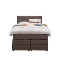 Leen Bakker   Boxspring Met Opbergruimte Liv Geruit Donker 120x200cm   Boxsprings   Bruin   Stof