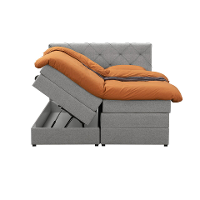 Leen Bakker   Boxspring Met Opbergruimte Liv Geruit Licht 160x200cm   Boxsprings   Grijs   Stof