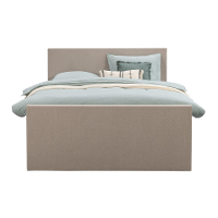 Leen Bakker   Boxspring Met Voetbord Liv Egaal Beige 180x200cm Ronde Poot   Boxsprings   Beige   Stof
