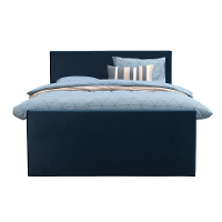 Leen Bakker   Boxspring Met Voetbord Liv Egaal Blauw 180x200cm Ronde Poot   Boxsprings   Blauw   Stof Velvet