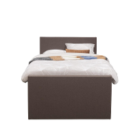 Leen Bakker   Boxspring Met Voetbord Liv Egaal Donker 120x200cm Vierkante Poot   Boxsprings   Bruin   Stof