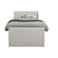 Leen Bakker   Boxspring Met Voetbord Liv Egaal Ecru 120x200cm Vierkante Poot   Boxsprings   Crème   Stof