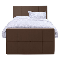 Leen Bakker   Boxspring Met Voetbord Liv Geblokt 120x200cm Ronde Poot   Boxsprings   Bruin   Stof Velvet