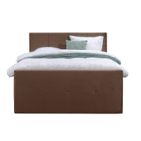 Leen Bakker   Boxspring Met Voetbord Liv Geblokt 160x200cm Slanke Poot   Boxsprings   Bruin   Stof Velvet