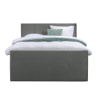 Leen Bakker   Boxspring Met Voetbord Liv Geblokt 160x200cm Vierkante Poot   Boxsprings   Grijs   Stof Velvet