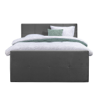 Leen Bakker   Boxspring Met Voetbord Liv Geblokt 180x200cm Vierkante Poot   Boxsprings   Grijs   Stof Velvet