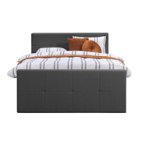 Leen Bakker   Boxspring Met Voetbord Liv Geblokt Antraciet 160x200cm Slanke Poot   Boxsprings   Grijs   Stof