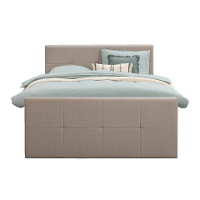 Leen Bakker   Boxspring Met Voetbord Liv Geblokt Beige 160x200cm Slanke Poot   Boxsprings   Beige   Stof