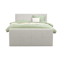 Leen Bakker   Boxspring Met Voetbord Liv Geblokt Ecru 160x200cm Vierkante Poot   Boxsprings   Crème   Stof