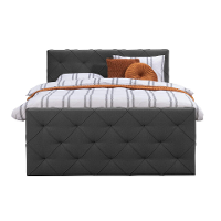 Leen Bakker   Boxspring Met Voetbord Liv Geruit Antraciet 160x200cm Slanke Poot   Boxsprings   Grijs   Stof