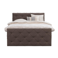 Leen Bakker   Boxspring Met Voetbord Liv Geruit Donker 180x200cm Vierkante Poot   Boxsprings   Bruin   Stof