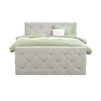Leen Bakker   Boxspring Met Voetbord Liv Geruit Ecru 160x200cm Slanke Poot   Boxsprings   Crème   Stof