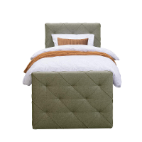 Leen Bakker   Boxspring Met Voetbord Liv Geruit Groen 90x200cm Ronde Poot   Boxsprings   Groen   Stof