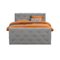 Leen Bakker   Boxspring Met Voetbord Liv Geruit Licht 160x200cm Slanke Poot   Boxsprings   Grijs   Stof
