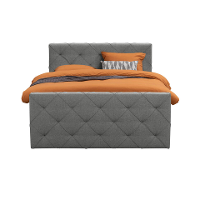 Leen Bakker   Boxspring Met Voetbord Liv Geruit Licht 180x200cm Ronde Poot   Boxsprings   Grijs   Stof
