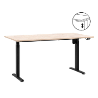 Leen Bakker   Bureau Homeworx Zit/sta Elektrisch Verstelbaar Eikenkleur/zwart 75/118x160x80cm   Bureaus   Beige   Metaal Hout   Homeworx