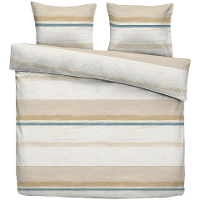 Leen Bakker   Dekbedovertrek Leo   /blauw   200x200/220 Cm   Katoen   Beige