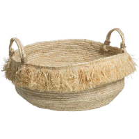 2E Halve Prijs Leen Bakker   Mand Fringes   Naturel   23xØ40 Cm   Raffia   Beige
