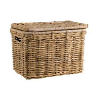Leen Bakker   Mand Met Deksel Meike   Antiek   55x40x40 Cm   Rotan   Grijs