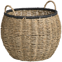 Leen Bakker   Mand Nomad   Zwart/bruin   24xØ33 Cm   Zeegras   Crème