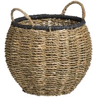 Leen Bakker   Mand Nomad Zwart/bruin   21xØ24 Cm   Zeegras   Crème