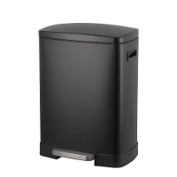 Leen Bakker   Pedaalemmer Duo Paco     25 + 15 Liter   64,5 Cm   Metaal   Zwart   47.5X64.5X39 Cm
