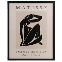 Leen Bakker   Poster Matisse Lady   MDF/glas   40x50 Cm   Glas/MDF   Beige#Crème#Zwart#Wit