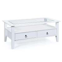 Leen Bakker   Salontafel Provence   45x115x60 Cm   Hout/Glas   Wit