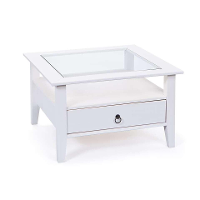 Leen Bakker   Salontafel Provence   45x75x75 Cm   Hout/Glas   Wit