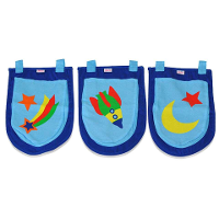 Leen Bakker   Vipack 3 Zakjes Astro   51,5x30x3 Cm   Katoen   Blauw   51.5X30x3 Cm