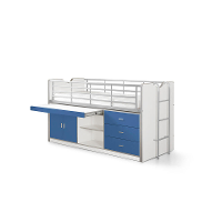 Leen Bakker   Vipack Halfhoogslaper Bonny Met Uitschuifbaar Bureau Blauw 116x96x207cm   Bedden   Blauw   Spaanplaat   Vipack