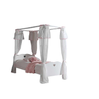 Leen Bakker   Vipack Hemelbed Amori Met Textiel Wit 90x200cm   Bedden   Wit   Mdf Grenenhout   Vipack