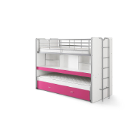 Leen Bakker   Vipack Hoogslaper Bonny Fuchsia 221,5x101,5x161cm   Bedden   Wit   Hout   Vipack