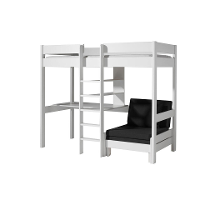 Leen Bakker   Vipack Hoogslaper Met Slaapbank Pino Wit 208,3x105,2x174,4cm   Bedden   Wit   Grenenhout   Vipack