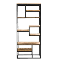 Leen Bakker   Wandmeubel Kyan   Zwart/naturel   180x80x40 Cm   Hout/Metaal   Zwart#Bruin