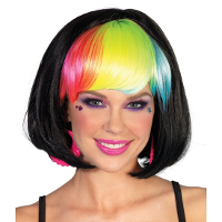 Rainbow pruik bob style zwart