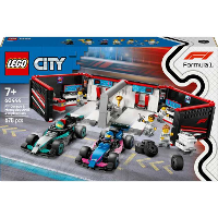LEGO City   F1 garage met Mercedes AMG en Alpine auto's constructiespeelgoed 60444
