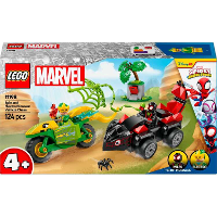 LEGO Marvel Spidey And His Amazing Friends   Spin en Electro achtervolging met dinosaurusvoertuigen Constructiespeelgoed