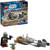 LEGO Star Wars   De Mandalorian en Grogu's speederbike Constructiespeelgoed
