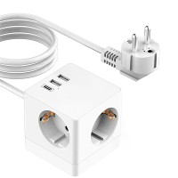 SP 170D1 Vertikale Cube EU Stroomplug Stopcontact Verlengsnoer met 3AC+2USB A+USB C 3 Wege voor Thuis Slaapkamer Kantoor